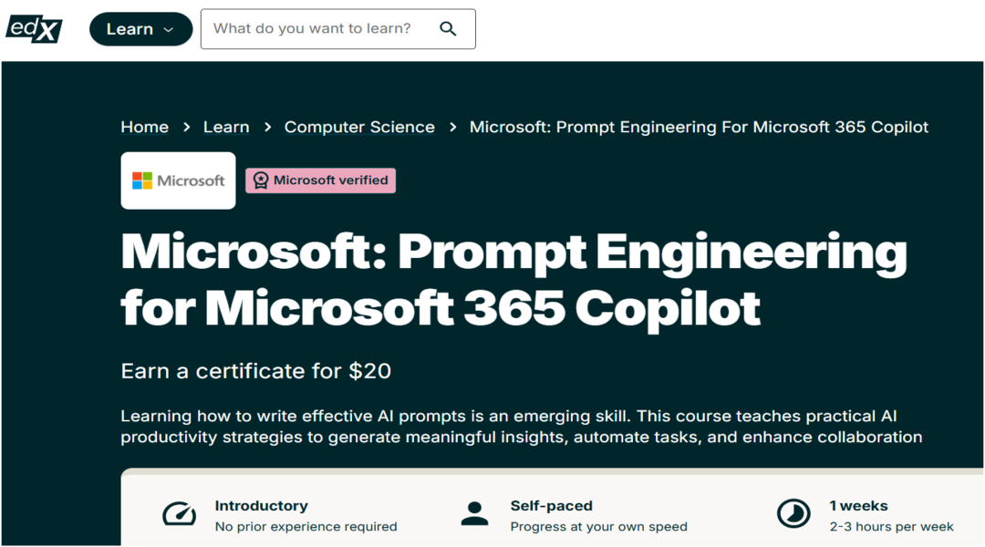 مسار تعلم Craft Effective Prompts for Microsoft 365 Copilot على edX ...
